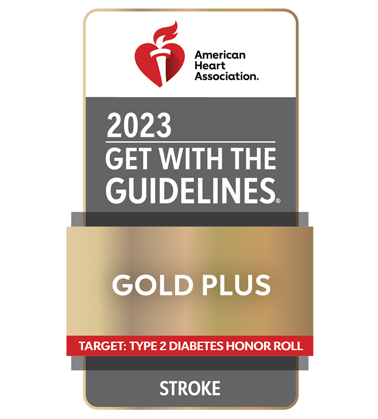 Saint Joseph Hospital has received national recognition from the American Heart Association, earning its Get With The Guidelines® – Stroke Gold Plus quality achievement award and the Association’s Target: Type 2 Diabetes Honor Roll award.