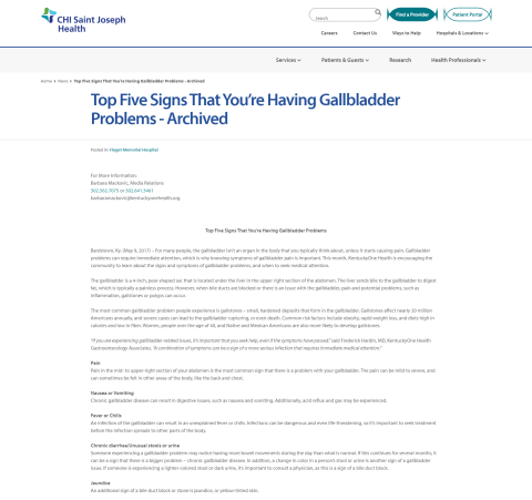 Top Five Signs That You’re Having Gallbladder Problems - Archived